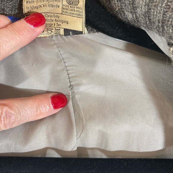 Samband of Iceland Wool Jacket Sz Large Vertical Stripe Zip Up Collar Vintage‎ - Picture 5 of 11